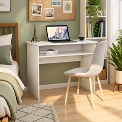 White Desk 90cm Compact Computer Office Workstation Storage Shelf Study Room