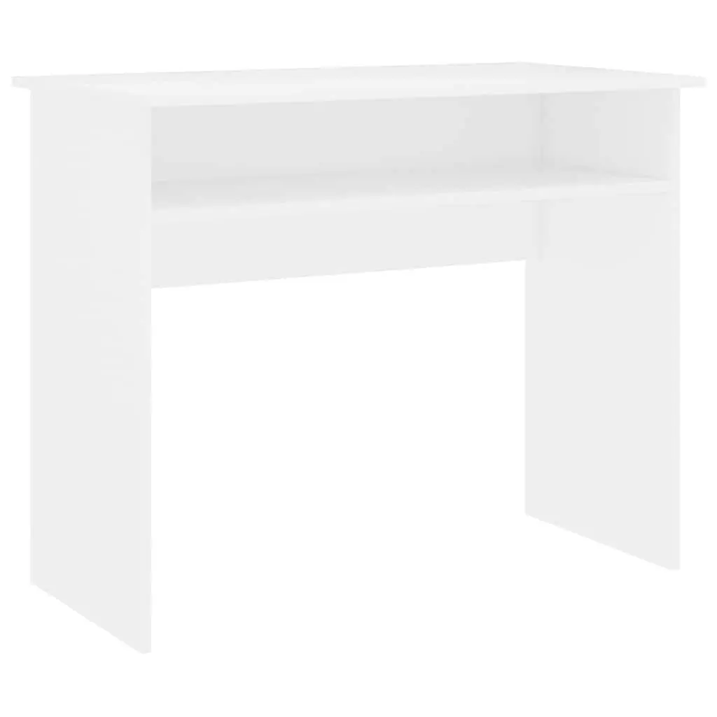 White Computer Desk 90cm Compact Office Workstation with Storage Shelf