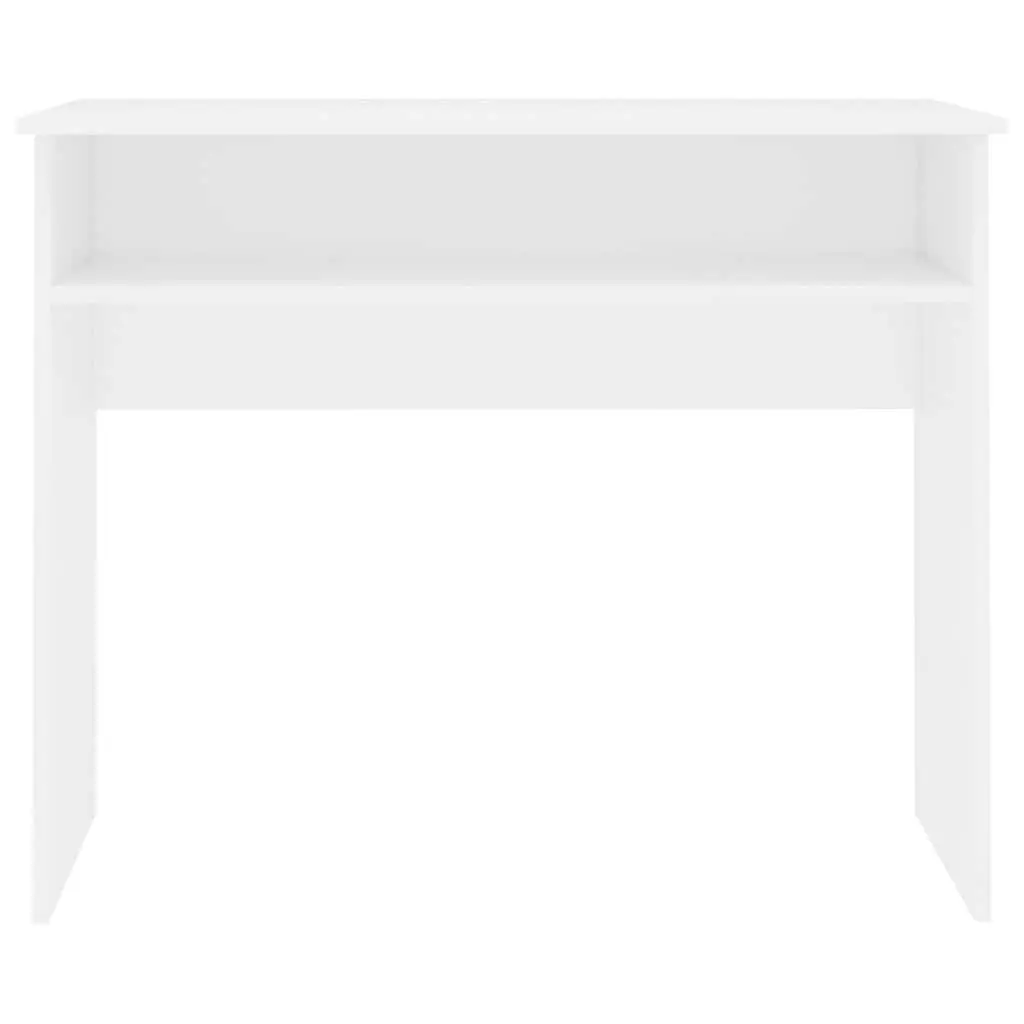 White Computer Desk 90cm Compact Office Workstation with Storage Shelf