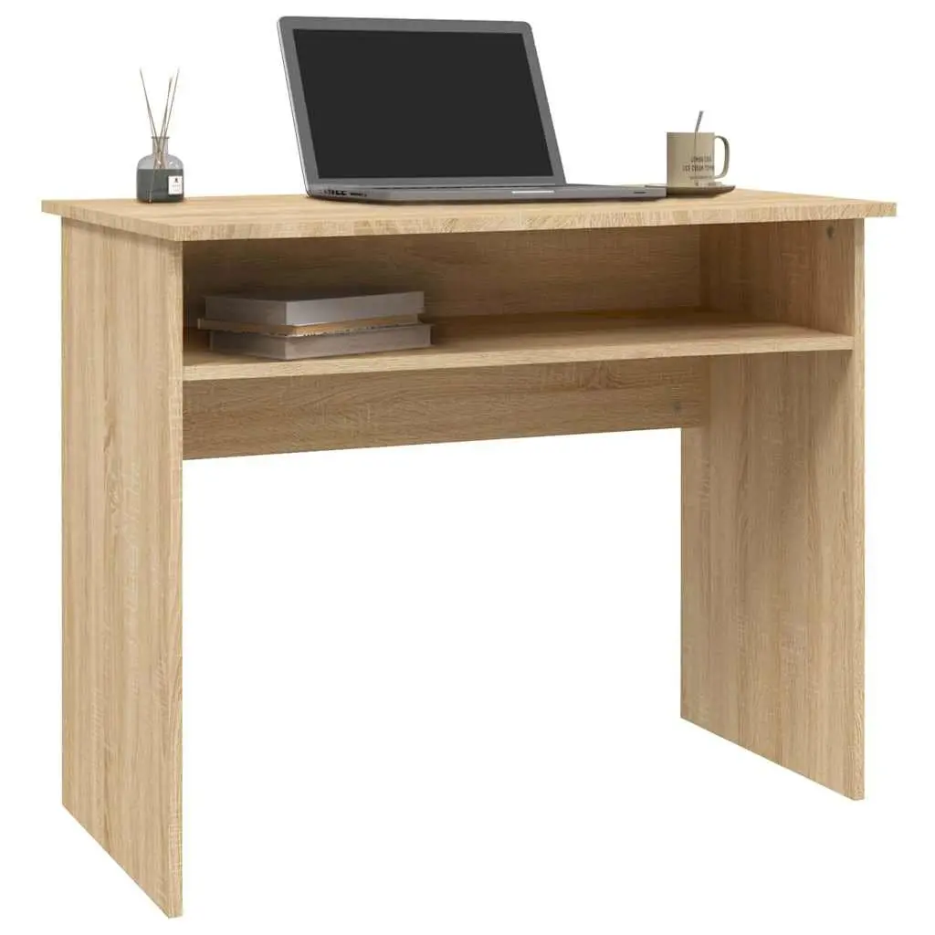 Desk Brown 90x50x74cm Engineered Wood Storage Shelf Easy to Clean