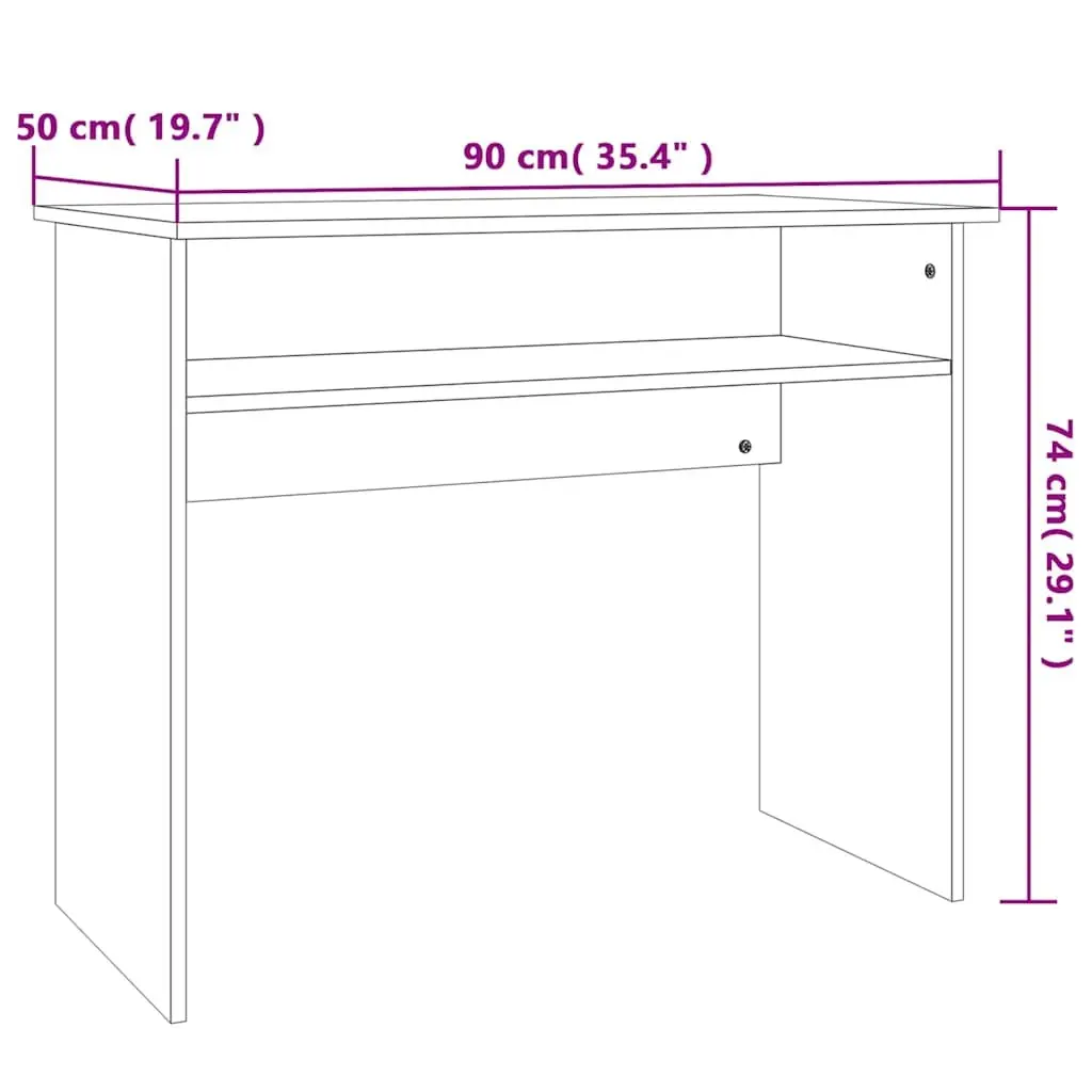 Desk Brown 90x50x74cm Engineered Wood Storage Shelf Easy to Clean