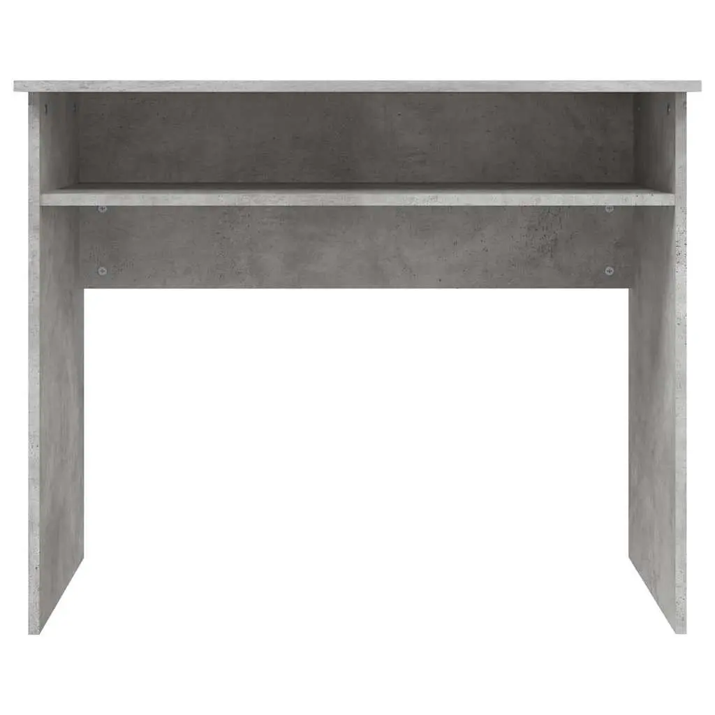 Computer Desk 90cm Grey Engineered Wood with Storage Shelf Compact Office Study Workstation