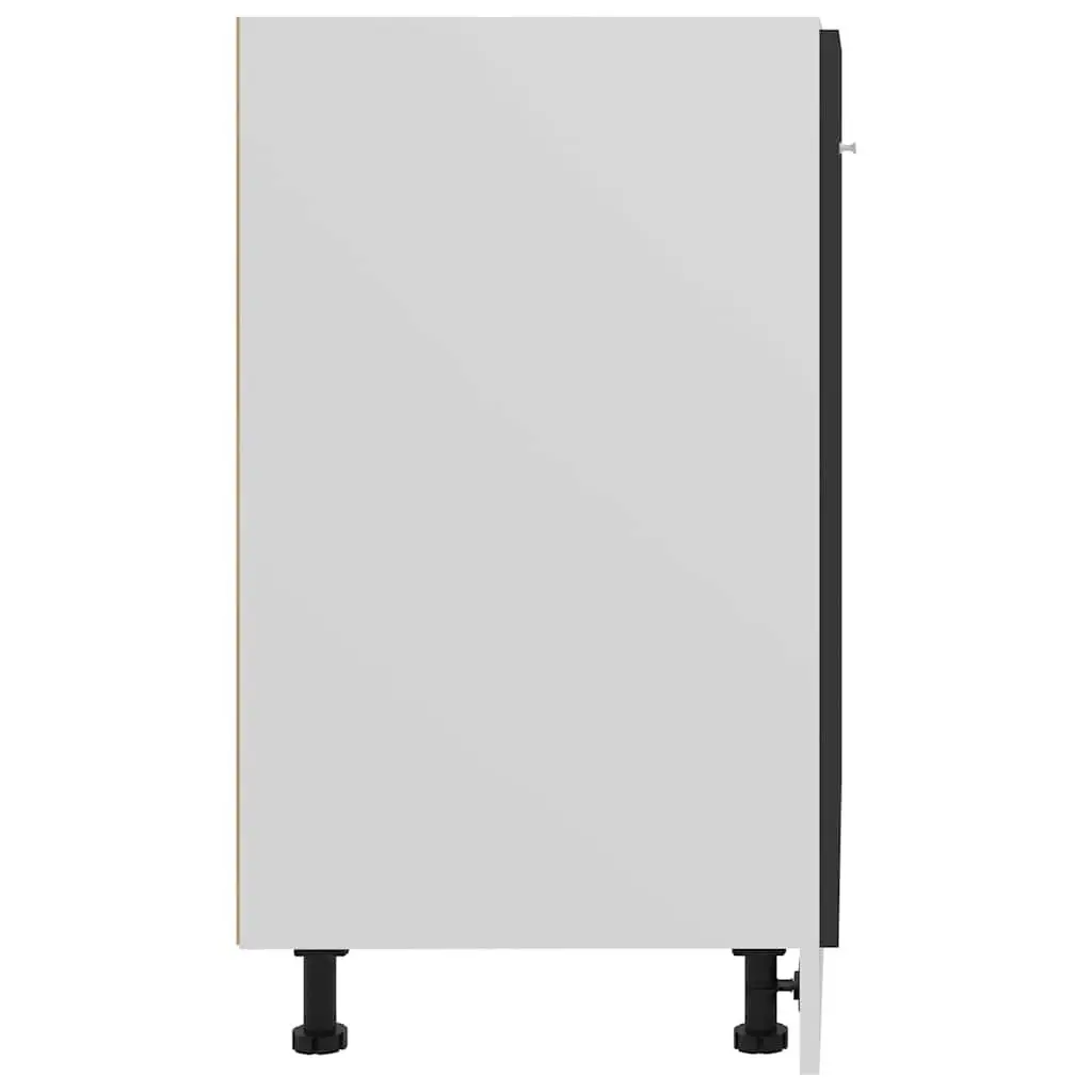 Bottom Cabinet Black 60x46x81.5 cm 2 Doors 2 Shelves