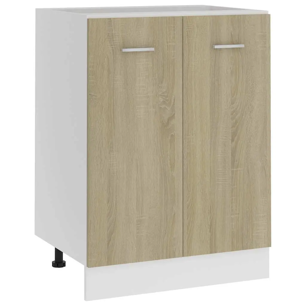 Kitchen Cabinet Brown Sonoma Oak 60x46x81.5 cm Storage Unit 2 Doors 2 Shelves