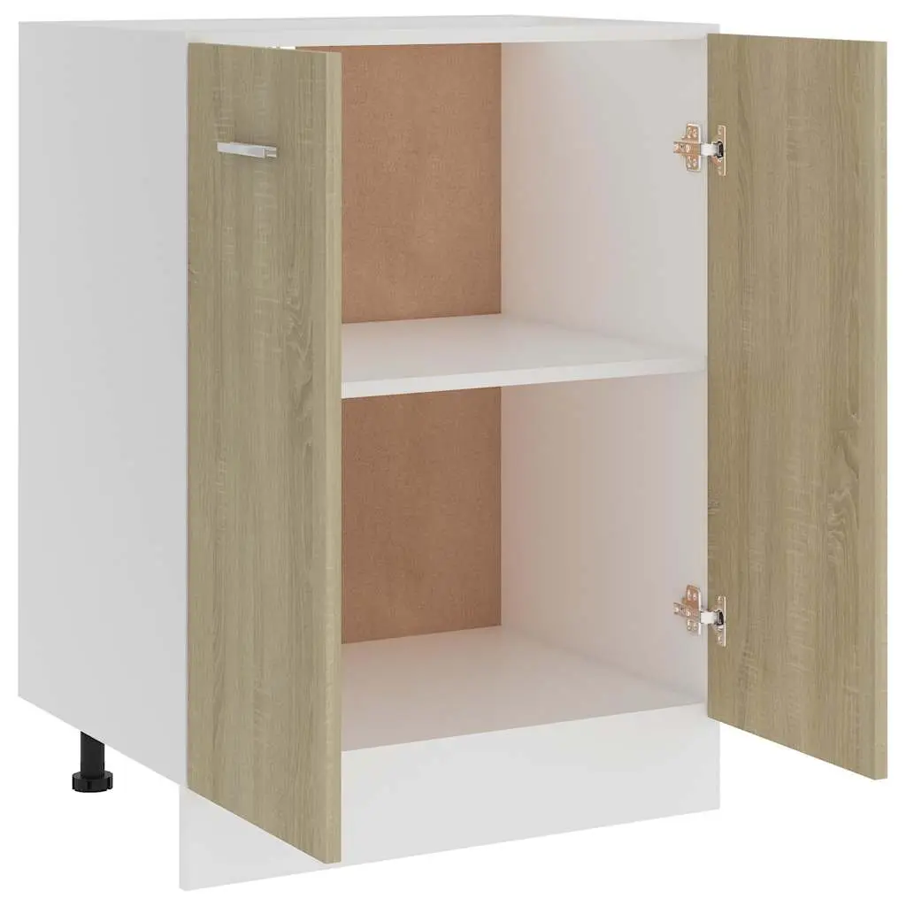Kitchen Cabinet Brown Sonoma Oak 60x46x81.5 cm Storage Unit 2 Doors 2 Shelves