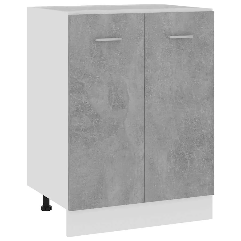 Bottom Kitchen Cabinet Grey Engineered Wood Two Doors Two Shelves