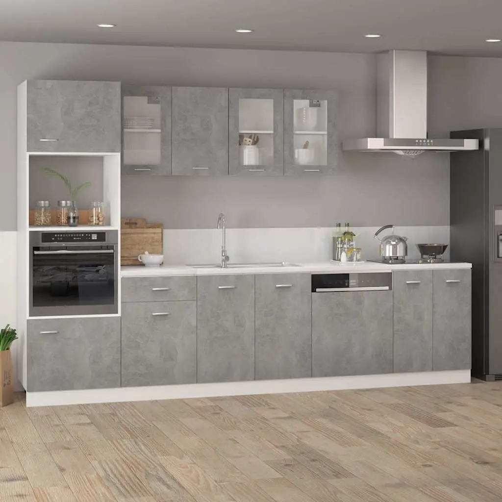 Bottom Kitchen Cabinet Grey Engineered Wood Two Doors Two Shelves