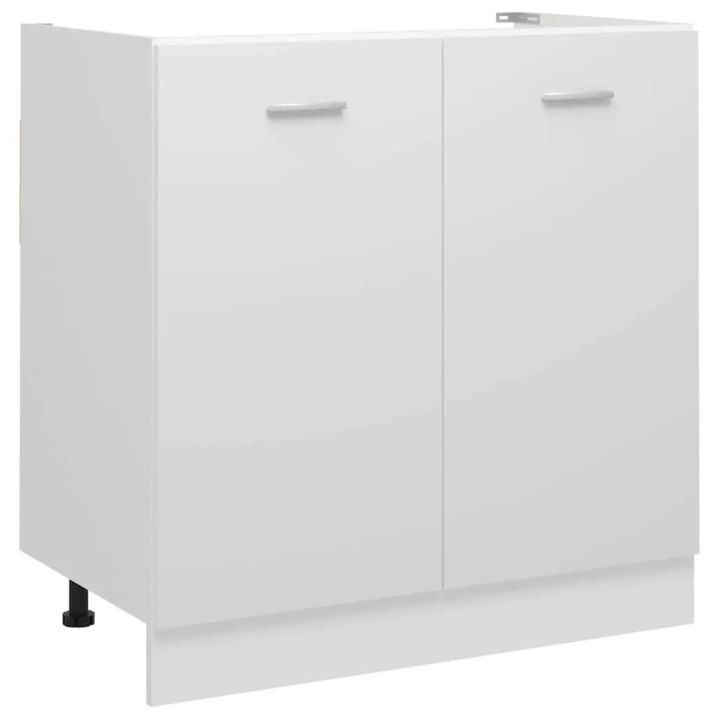 Sink Bottom Kitchen Cabinet White 80cm Wide Engineered Wood Spacious Storage Organiser
