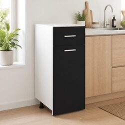 Compact Black Drawer Bottom Cabinet for Kitchen Storage