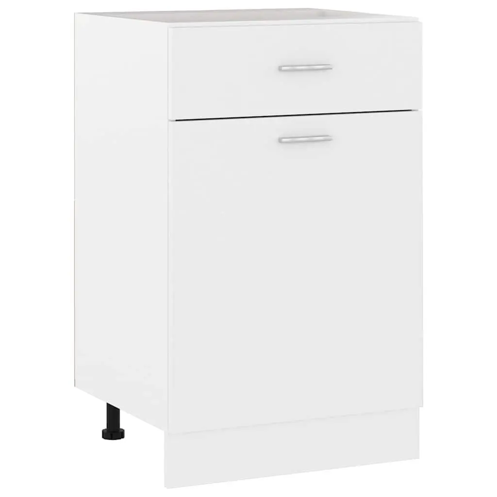 Kitchen Storage Cabinet White Engineered Wood 50x46x81.5cm Drawer Shelves