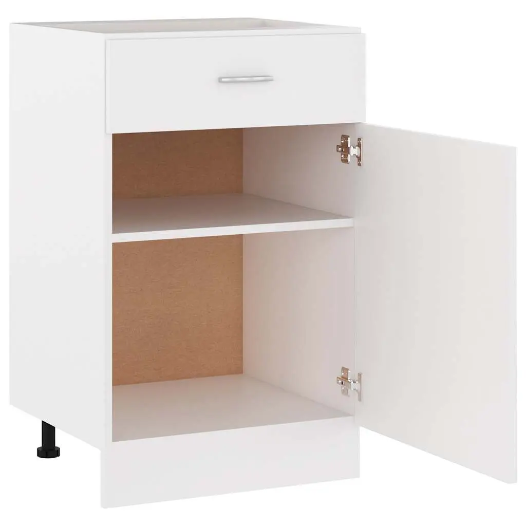 Kitchen Storage Cabinet White Engineered Wood 50x46x81.5cm Drawer Shelves