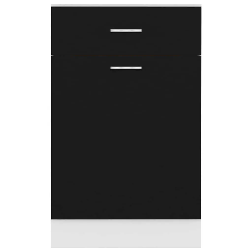 Drawer Bottom Cabinet Black Engineered Wood One Drawer Two Shelves