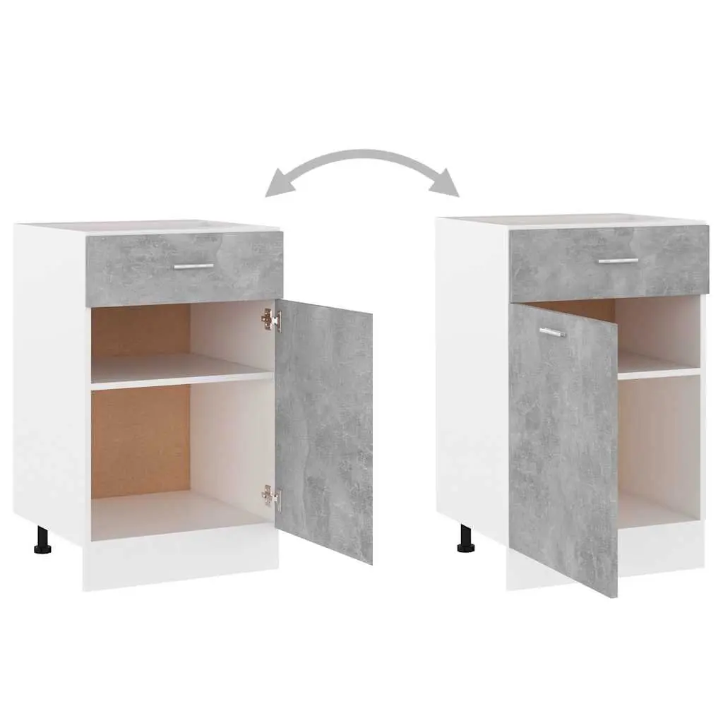 Kitchen Cabinet Grey 50 x 46 x 81.5 cm Drawer and Two Shelves Storage Organiser