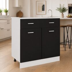 Compact Black Kitchen Storage Cabinet with Smart Design