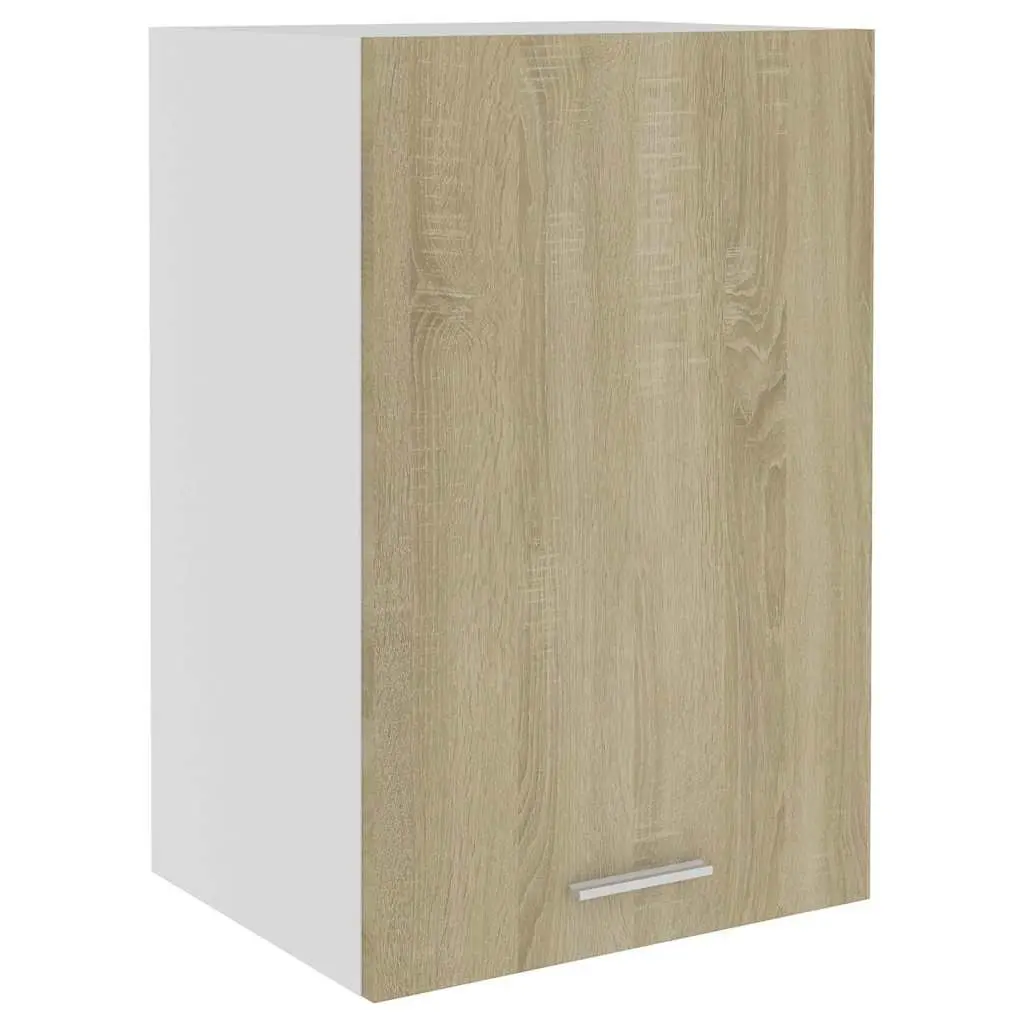 Hanging Cabinet Brown Wall Mounted Kitchen Storage Cupboard with Door and 2 Shelves
