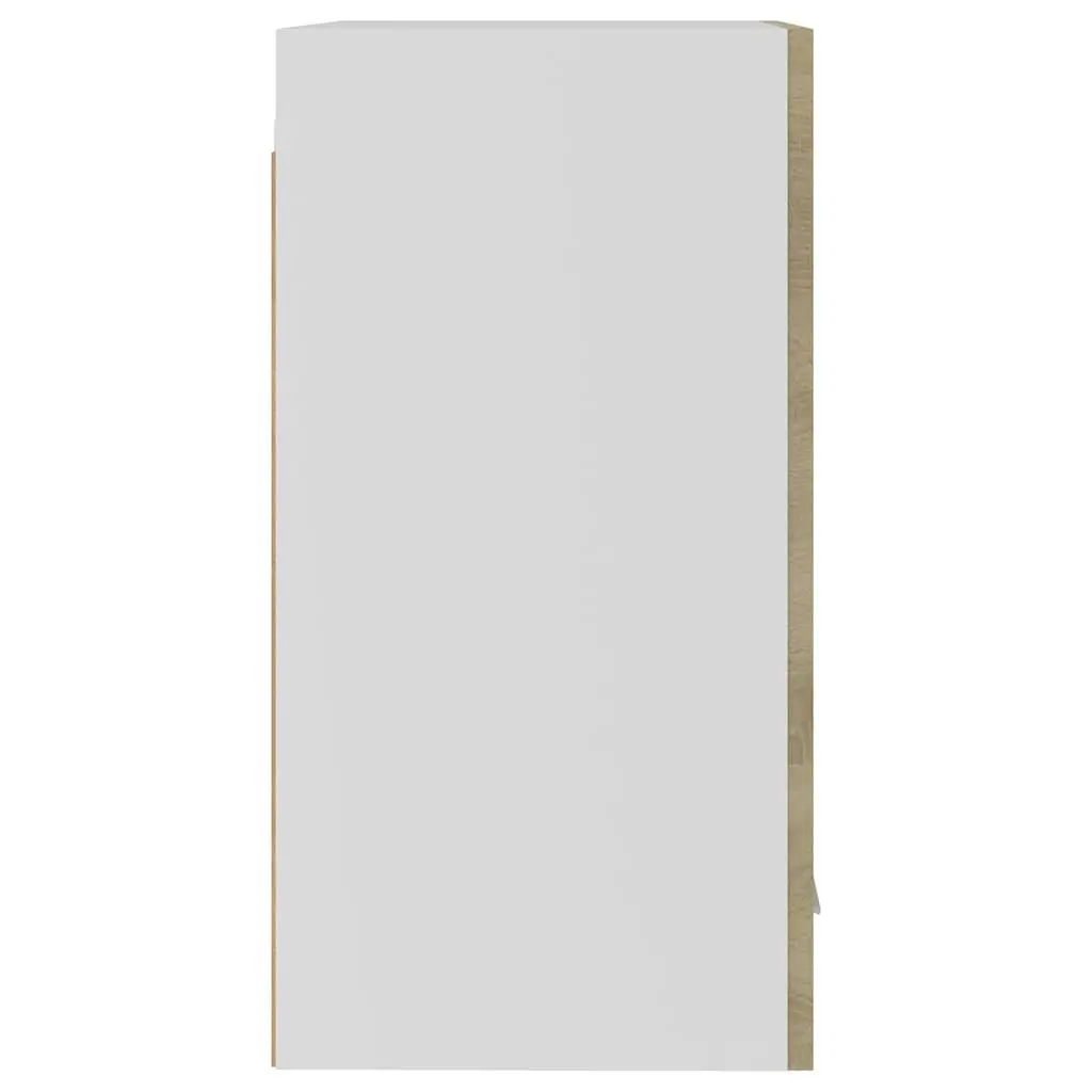 Hanging Cabinet Brown Wall Mounted Kitchen Storage Cupboard with Door and 2 Shelves