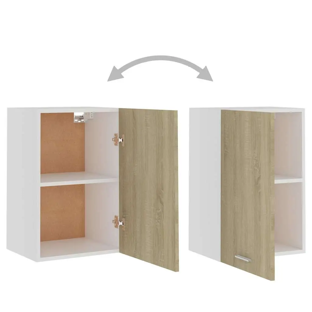 Hanging Cabinet Brown Wall Mounted Kitchen Storage Cupboard with Door and 2 Shelves