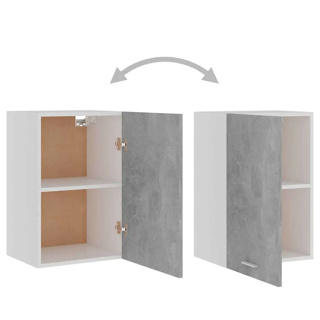 Hanging Cabinet Grey Engineered Wood 39.5 x 31 x 60 cm Two Shelves Door Storage