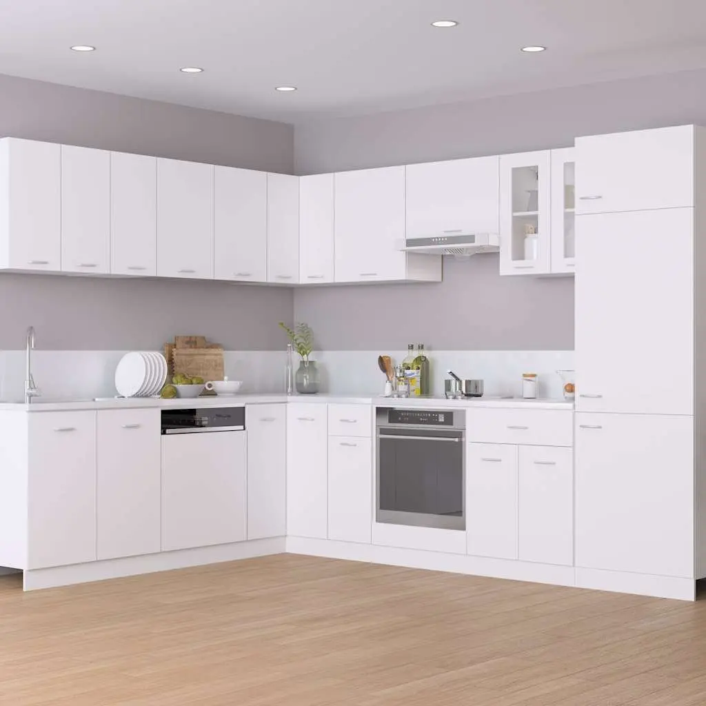 Hanging Cabinet White Engineered Wood Wall-Mounted Two Shelves