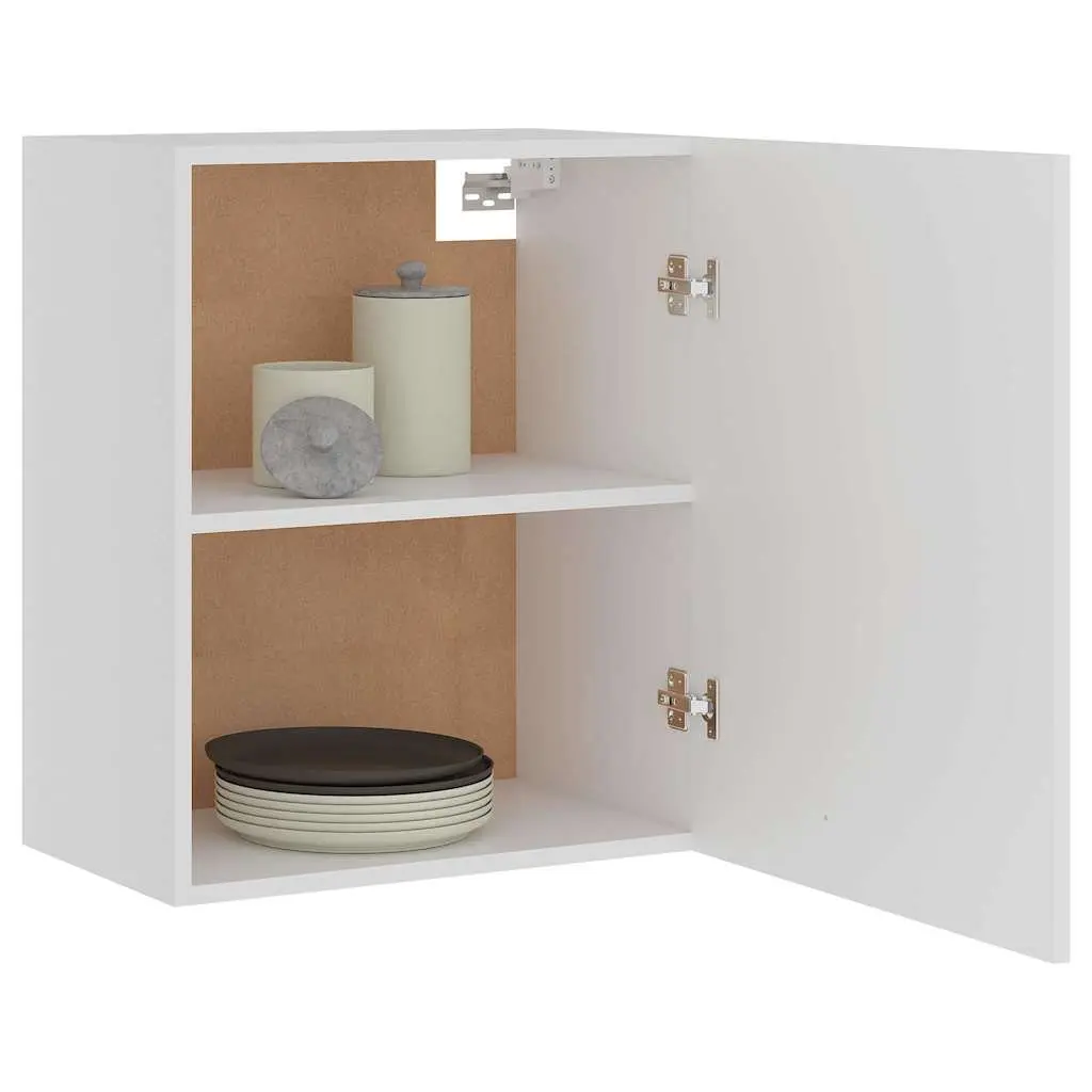 Hanging Cabinet White Engineered Wood Wall-Mounted Two Shelves