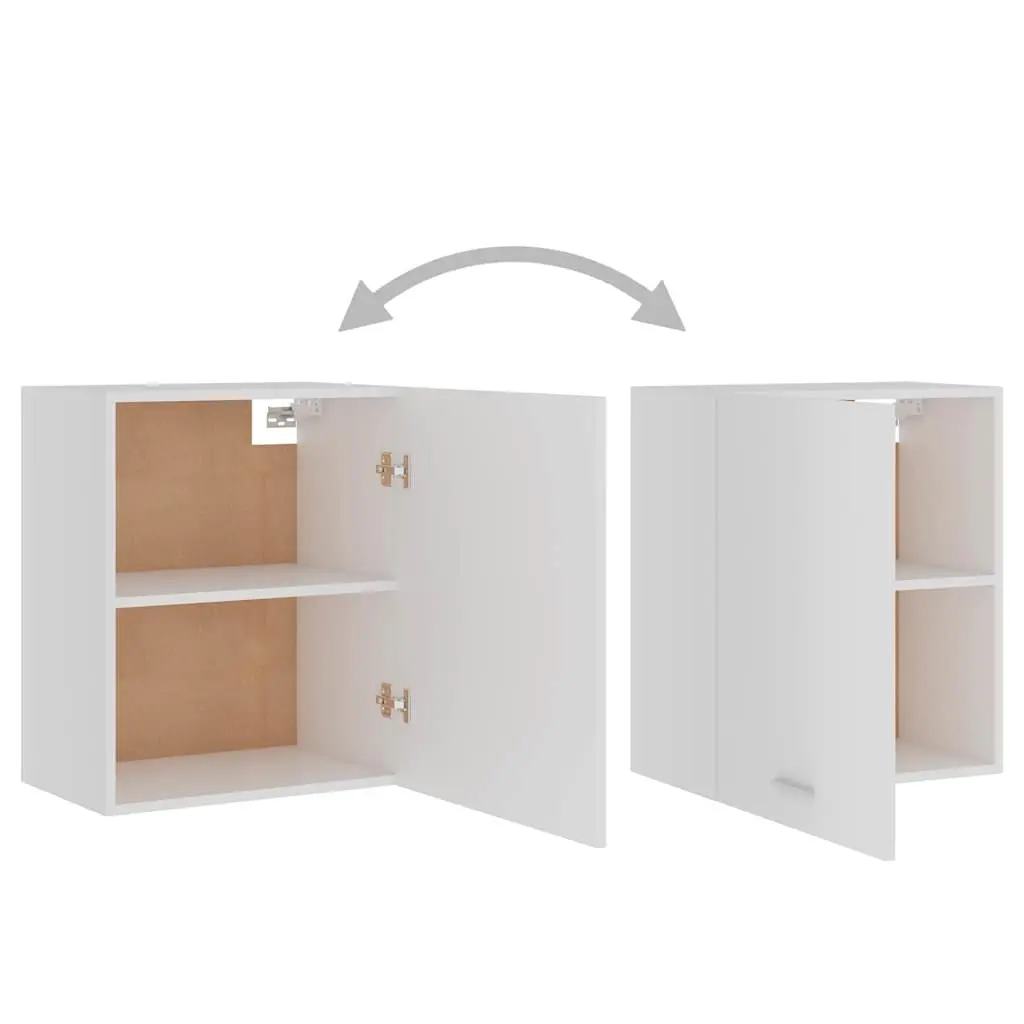 Hanging Cabinet White Engineered Wood Wall-Mounted Two Shelves
