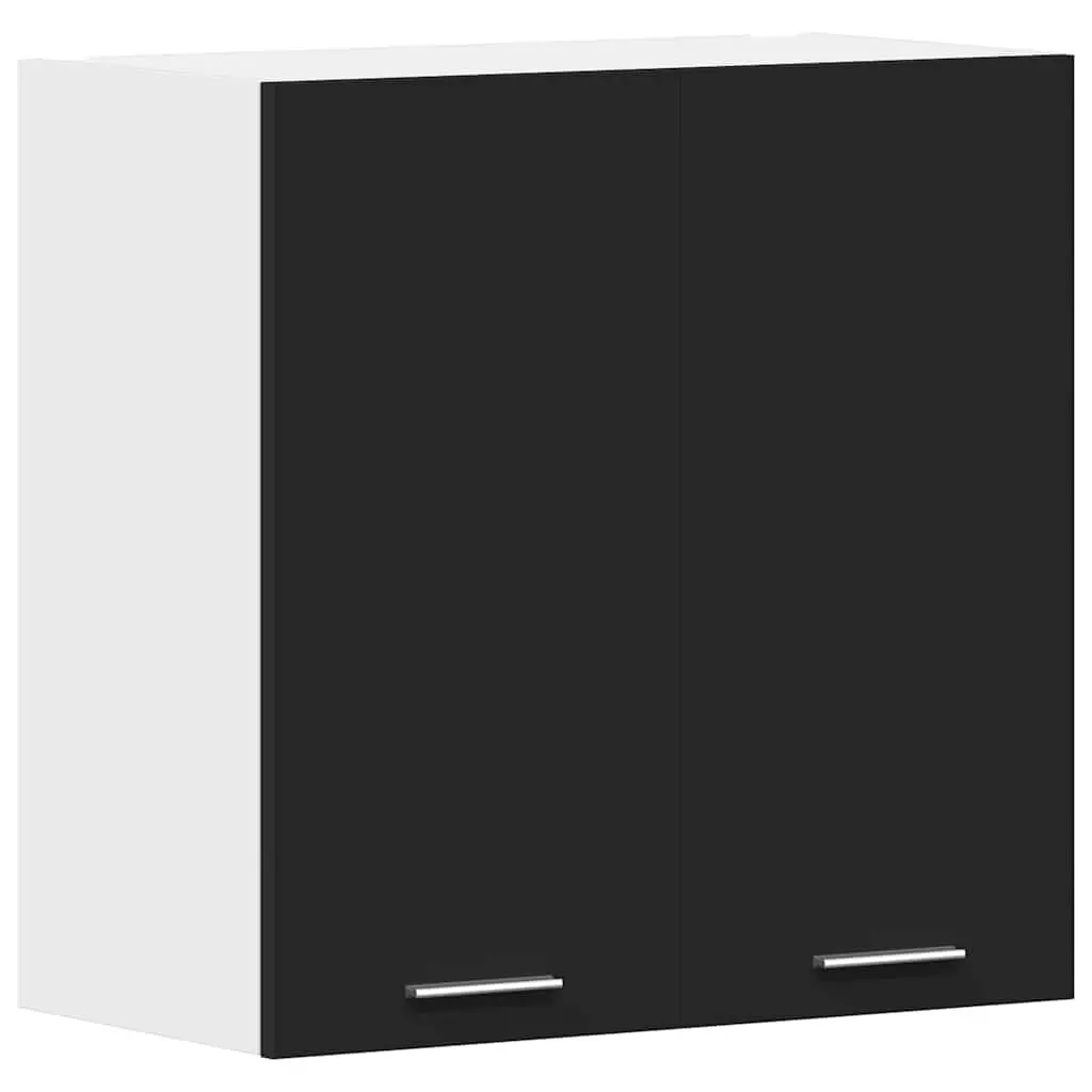 Engineered Wood Hanging Cabinet Black Two Door Shelves Kitchen Storage