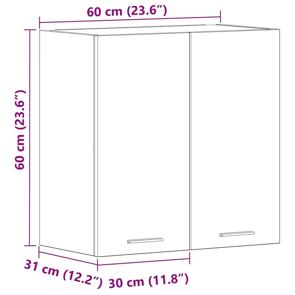 Engineered Wood Hanging Cabinet Black Two Door Shelves Kitchen Storage