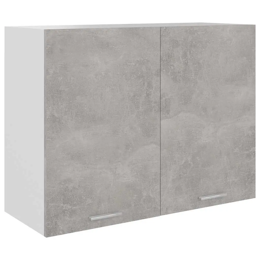 Hanging Cabinet Grey Engineered Wood Two Doors Shelves