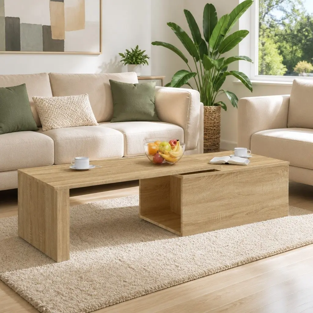 Coffee Table Brown Engineered Wood 150x50x35cm Spacious Top Surface