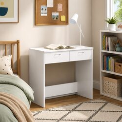 White Engineered Wood Desk 80x40x75 cm Compact Office Study Table with Drawer