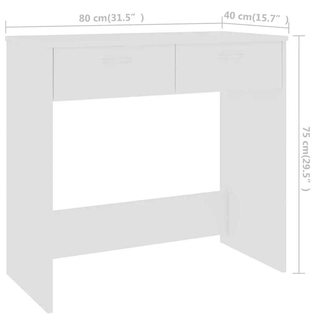 Engineered Wood Desk White 80x40x75 cm Compact Office Study Table with Drawer