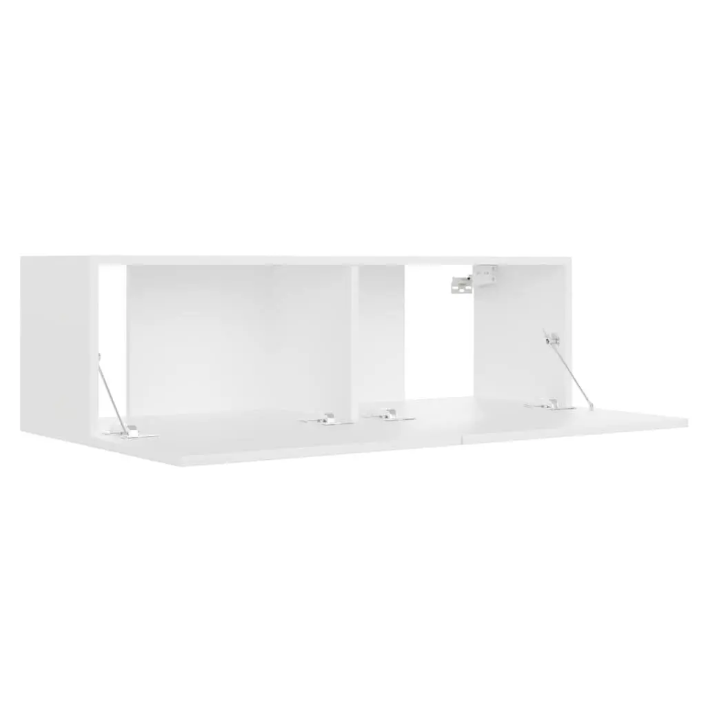 White Wall-Mounted TV Cabinet 100x30x30 cm Storage Unit Drop-Down Doors