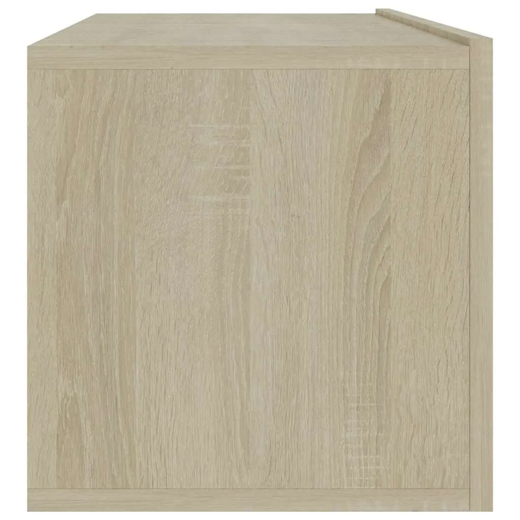 TV Cabinet Brown Wall-Mounted 100cm Storage Unit with 2 Compartments and Drop-Down Doors