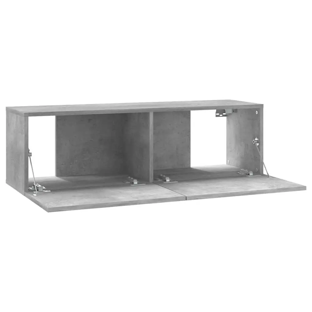 Wall-Mounted Storage Unit Grey with Drop-Down Doors 100x30x30cm for Media and Household Items