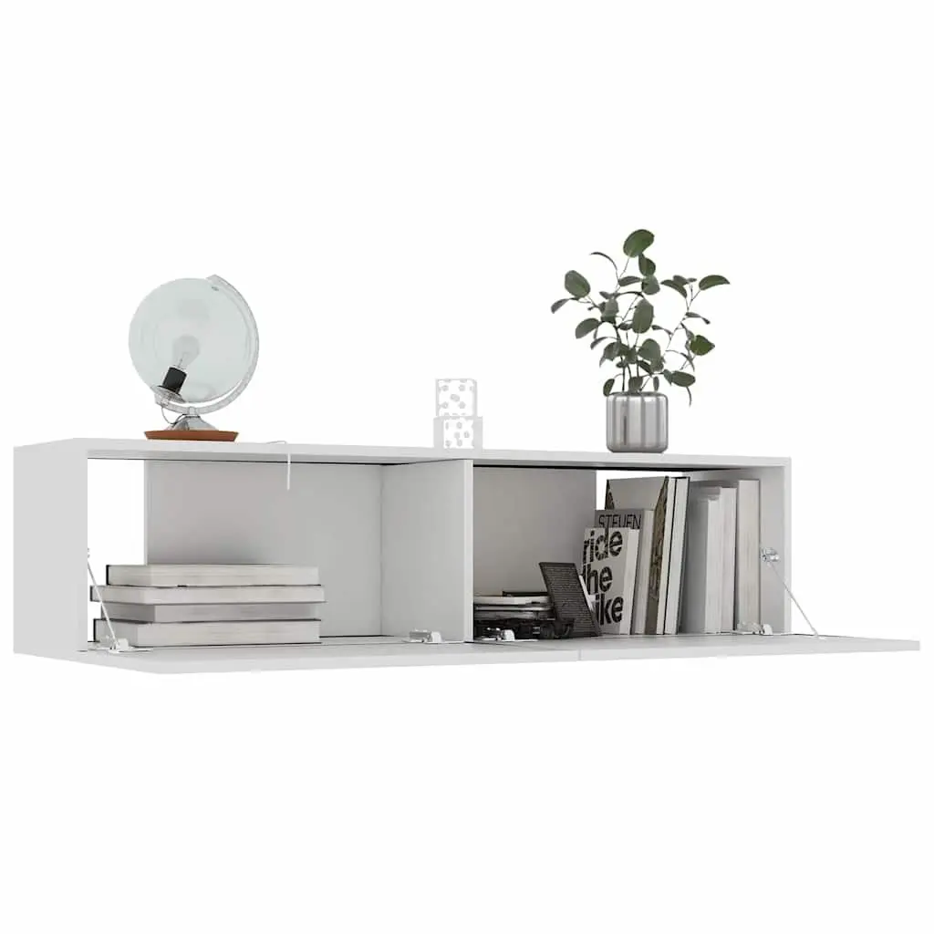 Wall-Mounted TV Cabinet, White, Easy Assembly