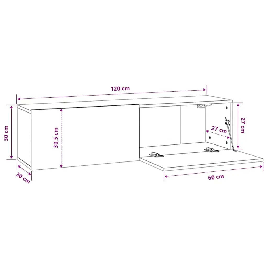 Wall-Mounted TV Cabinet, White, Easy Assembly