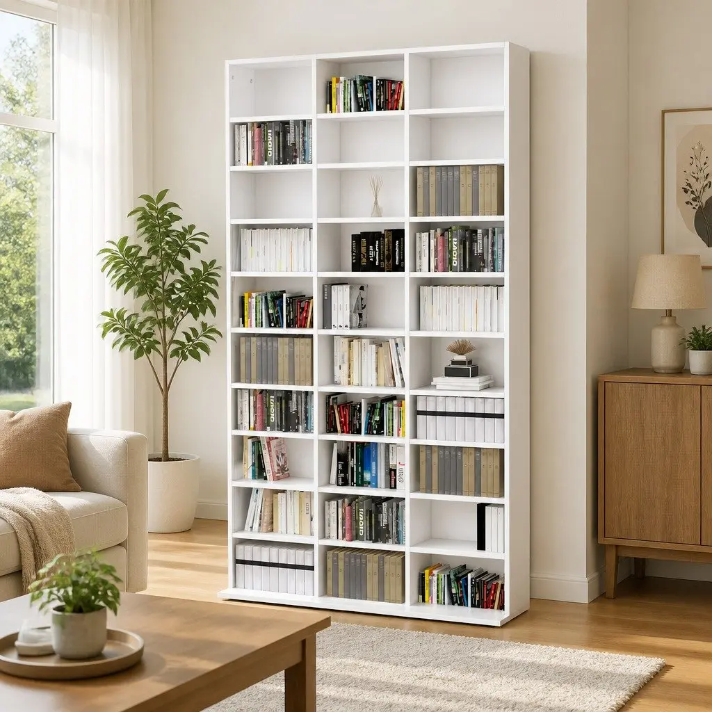 CD Cabinet White 30 Compartments Media Storage Organizer