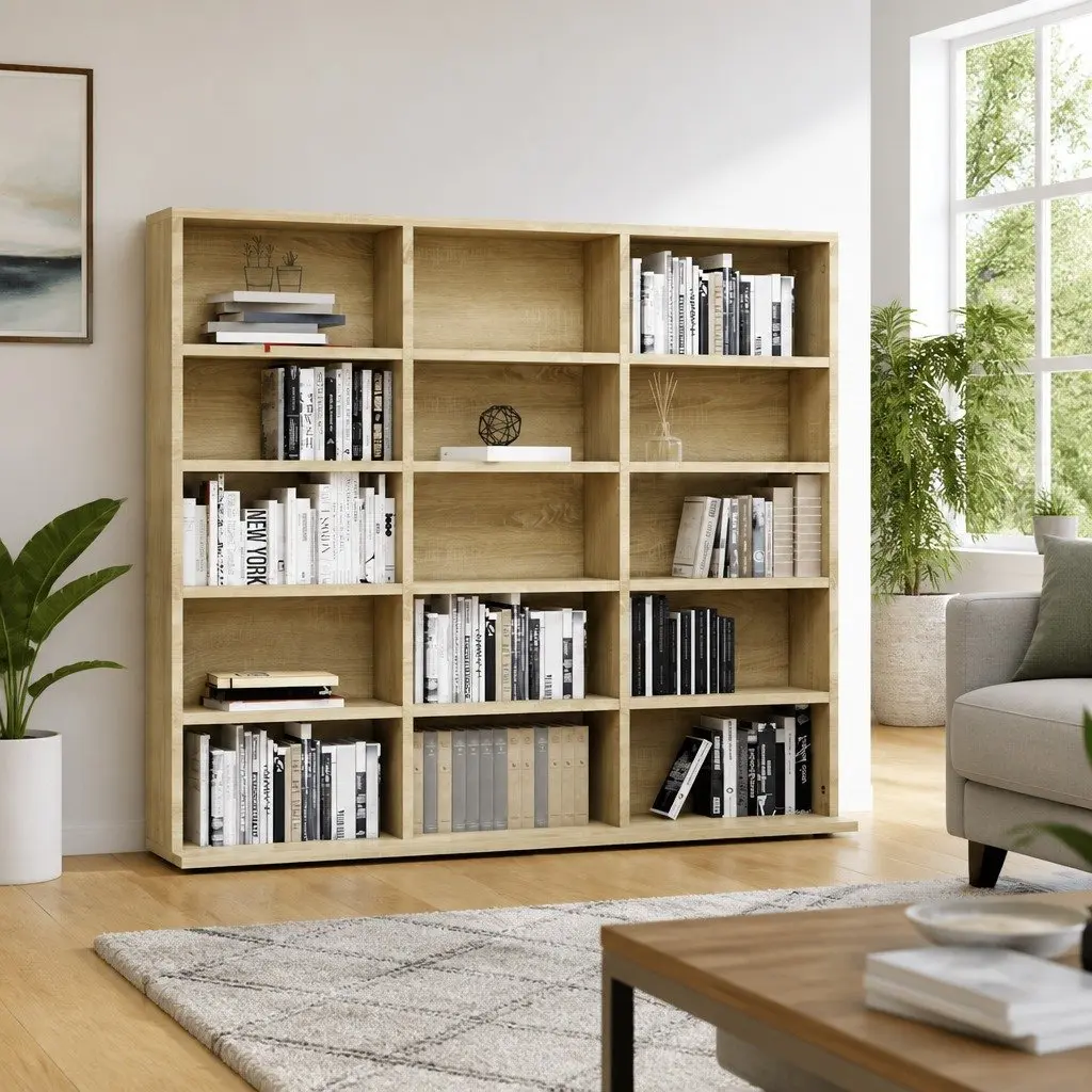 CD Cabinet Brown 15 Open Compartments Multi-Purpose Storage Organiser