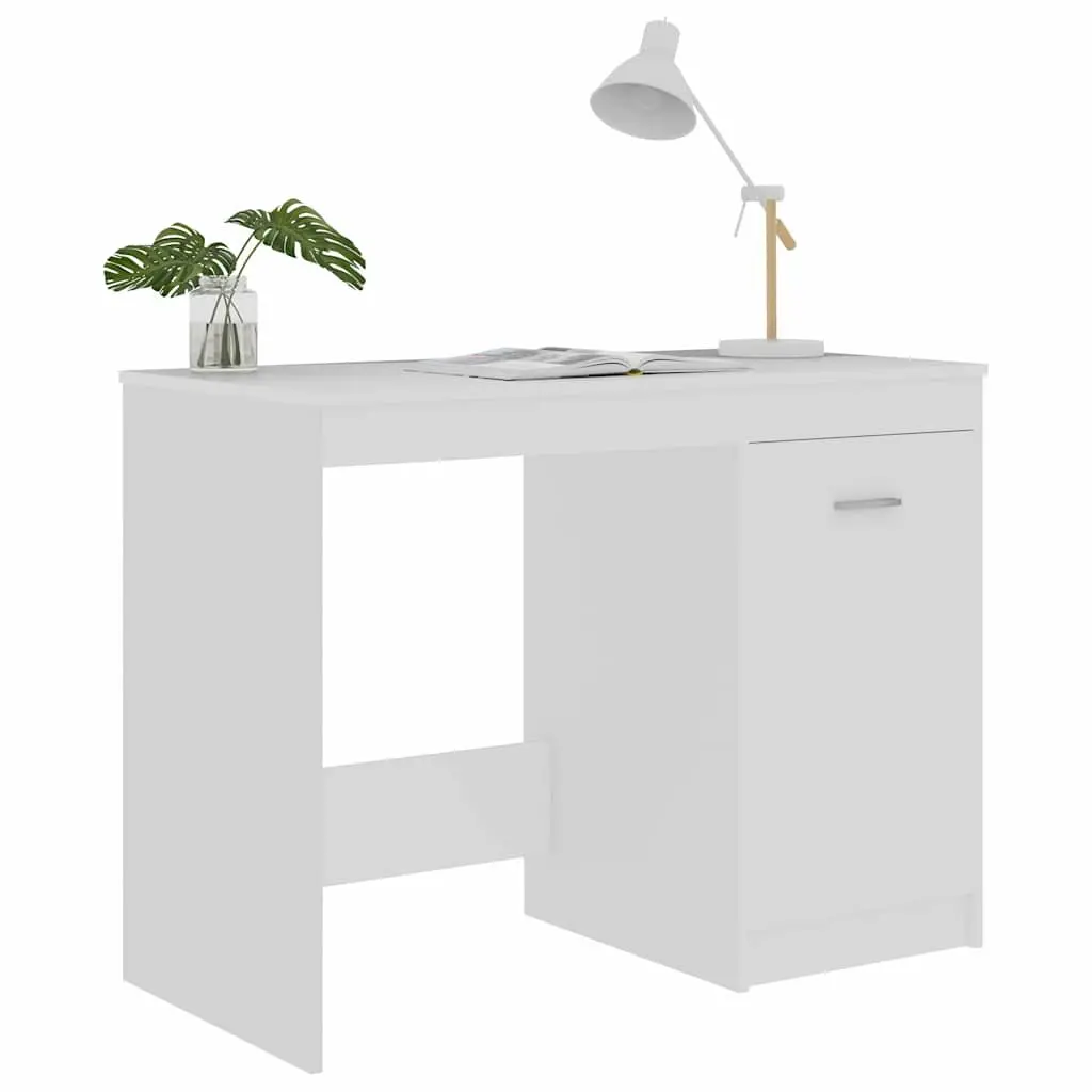 Office Desk White 100x50x76 cm Integrated Storage Cabinet