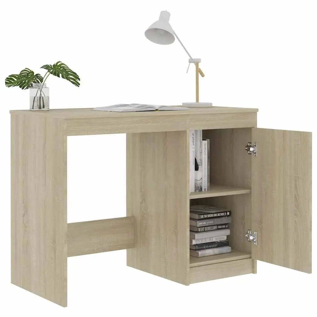 Office Desk Brown 100 x 50 x 76 cm with Integrated Storage Cabinet