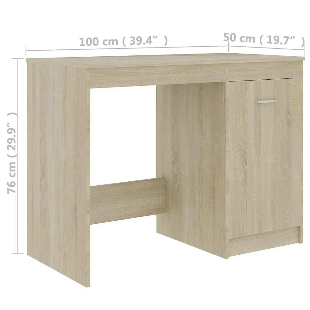 Office Desk Brown 100 x 50 x 76 cm with Integrated Storage Cabinet
