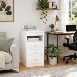 3-Drawer White Storage Cabinet - Compact and Efficient