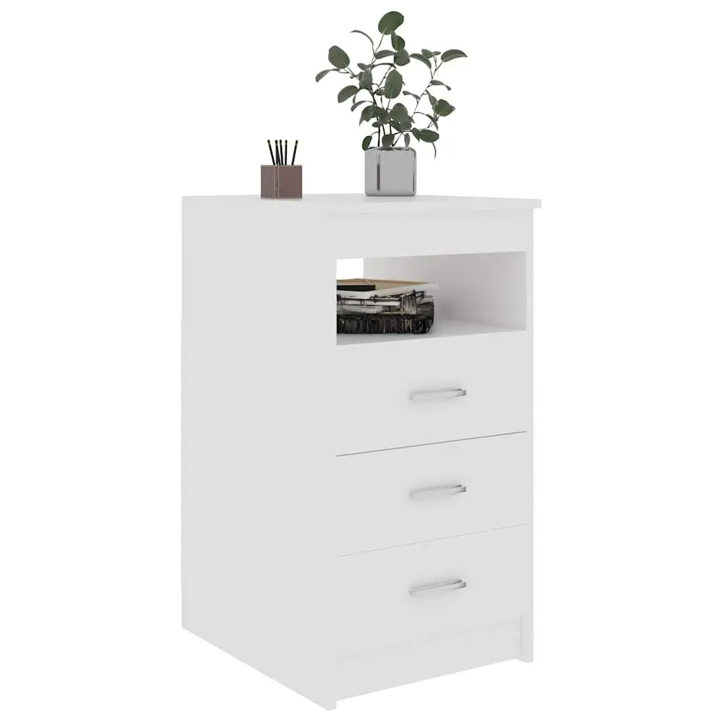 Storage Cabinet 3 Drawer White Engineered Wood Compact Organiser Shelf Unit