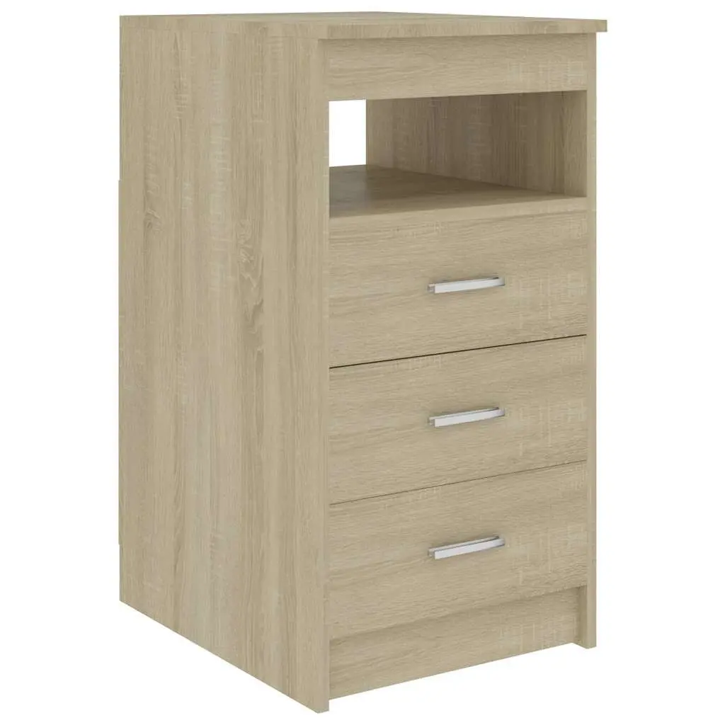 Brown Engineered Wood Drawer Cabinet with Open Shelf 3 Drawers Compact Storage Furniture
