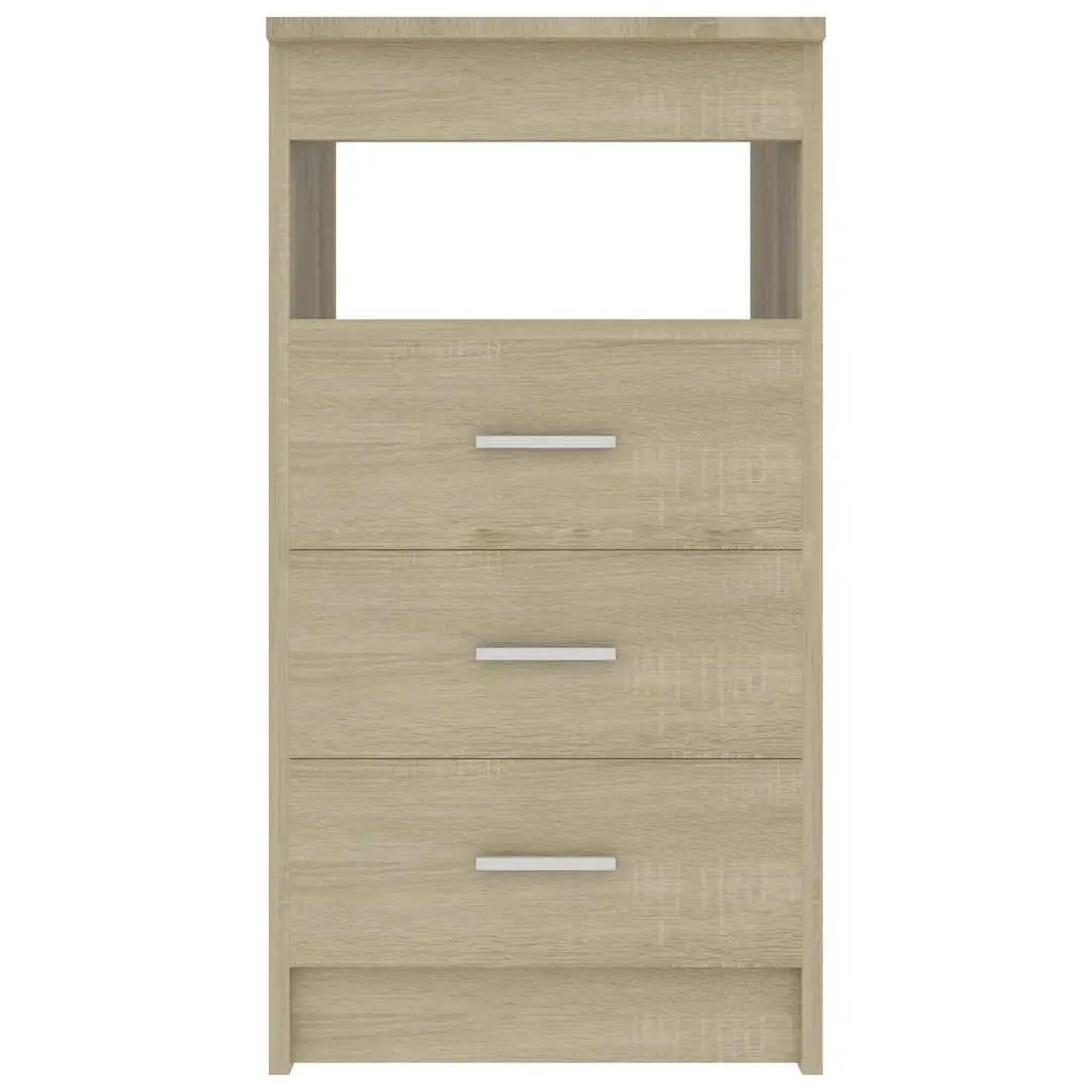 Brown Engineered Wood Drawer Cabinet with Open Shelf 3 Drawers Compact Storage Furniture