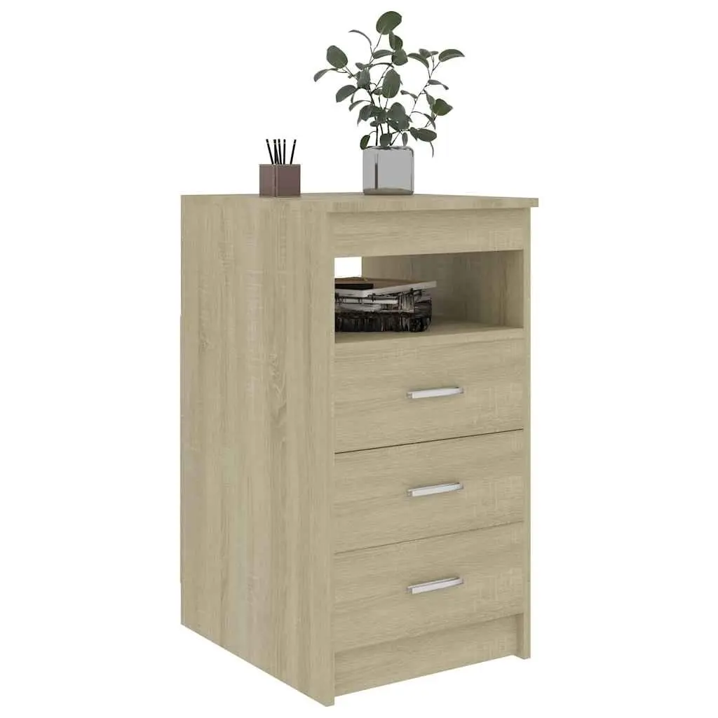 Brown Engineered Wood Drawer Cabinet with Open Shelf 3 Drawers Compact Storage Furniture