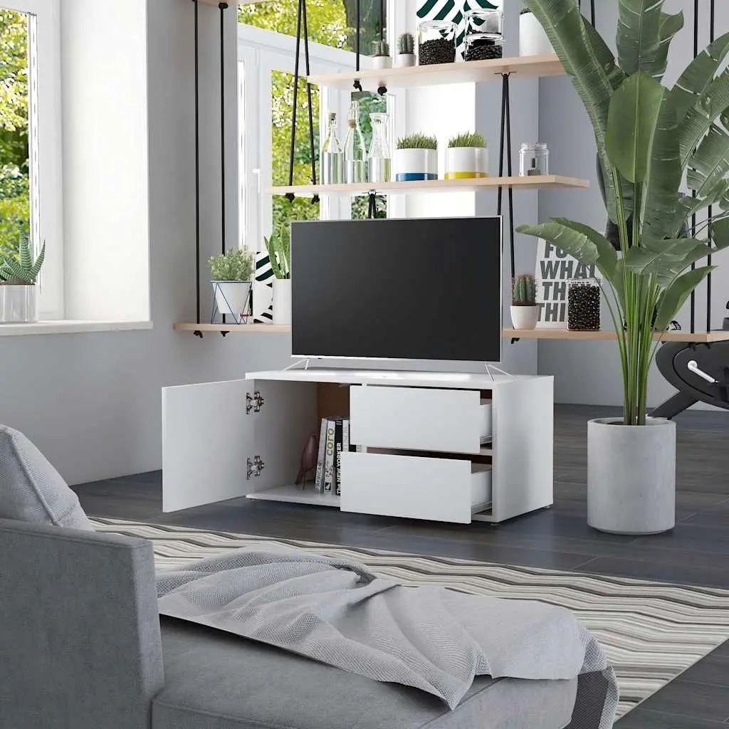 White TV Cabinet with Storage Drawers