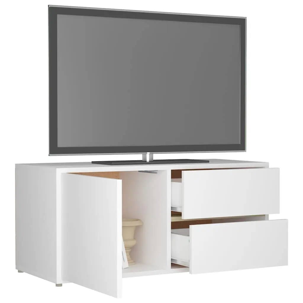 White TV Cabinet with Storage Drawers