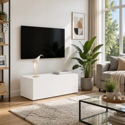 Compact White TV Cabinet with 3 Drawers — Stylish Storage