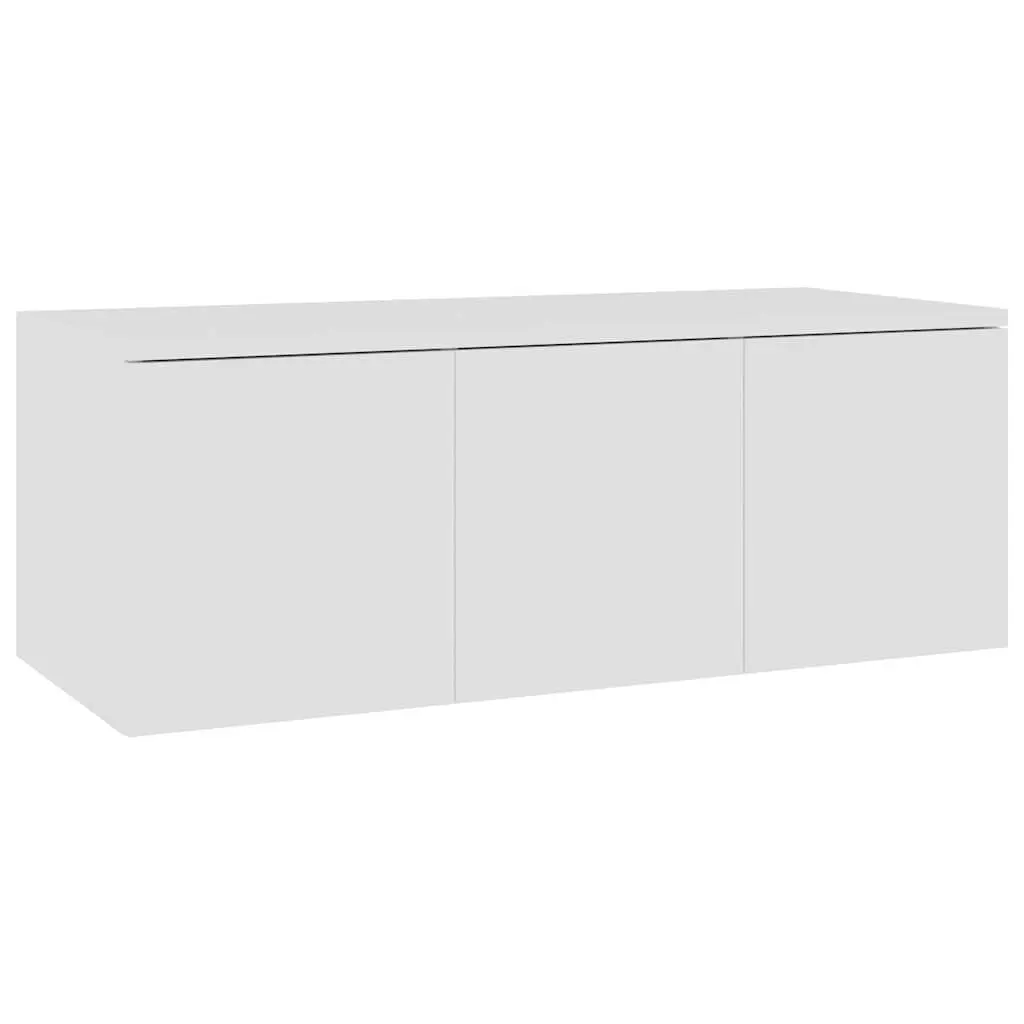 White TV Cabinet 80x34x30 cm with 3 Drawers Storage Unit for Living Room